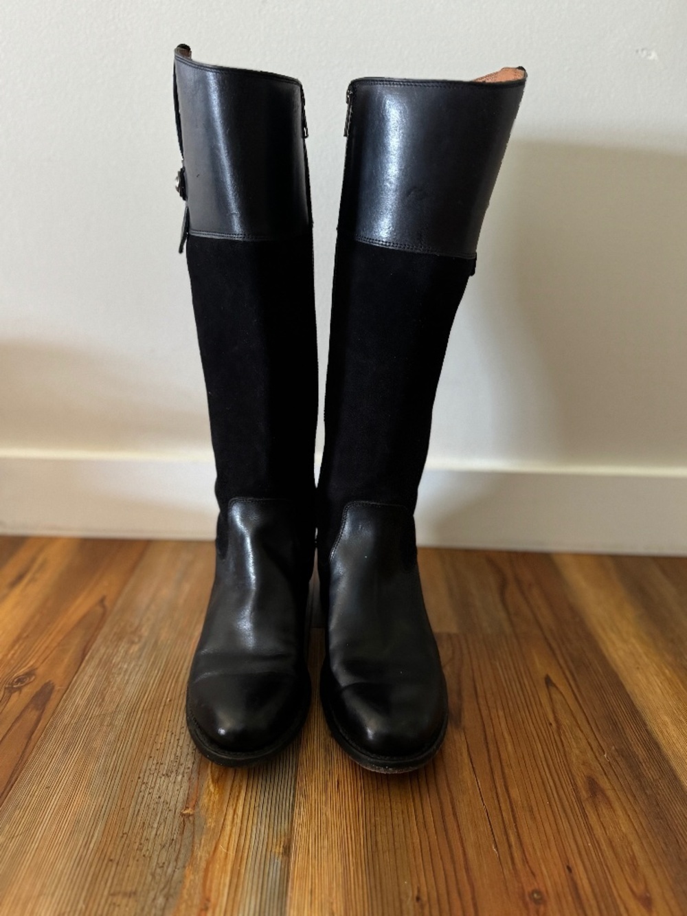 Frye Melissa Button Back Tall Riding Boots Black Leather Women’s Size 8B